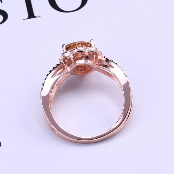 ✨ Elegant Pear Zircon Double Layer Rose Gold Water Drop Ring for Women, VIP542 - Picture 4 of 5